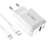 TECH-PROTECT NCA30 2-Port Network Charger PD 30W / QC3.0 + Lightning Cable White
