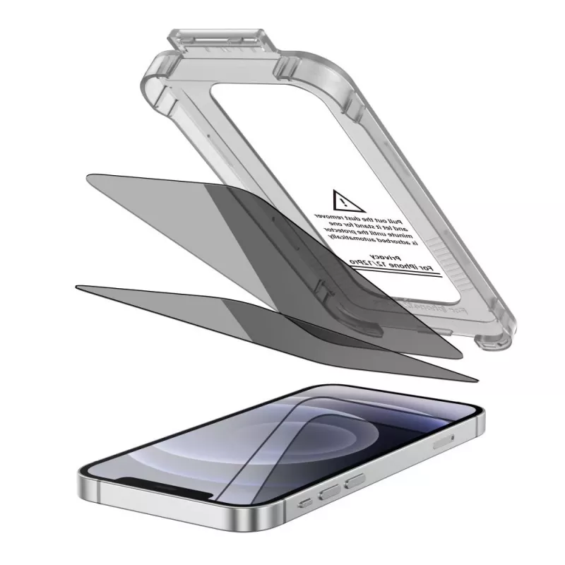 TECH-PROTECT Quick Set Spy+ Privacy Tempered Glass Screen Protector for Apple iPhone 12 / iPhone 12 Pro (2-Pack)