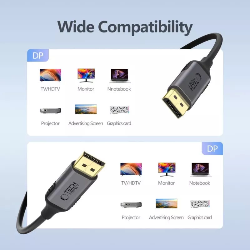 TECH-PROTECT ULTRABOOST DisplayPort to DisplayPort Cable 1.4 4K 60Hz 200cm Black