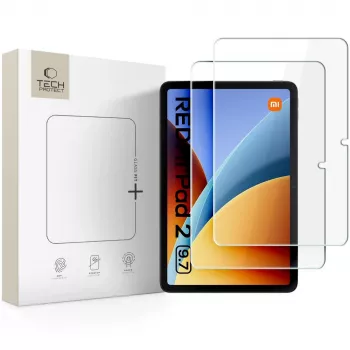 TECH-PROTECT Glass Fit+ Grūdinto stiklo apsauga, skirta Xiaomi Redmi Pad 2 9.7 – 2 vnt. pakuotė, skaidri