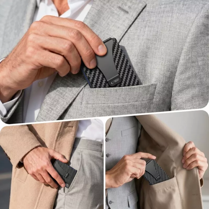 TECH-PROTECT THORN RFID Piniginė Kortelėms Carbon Black