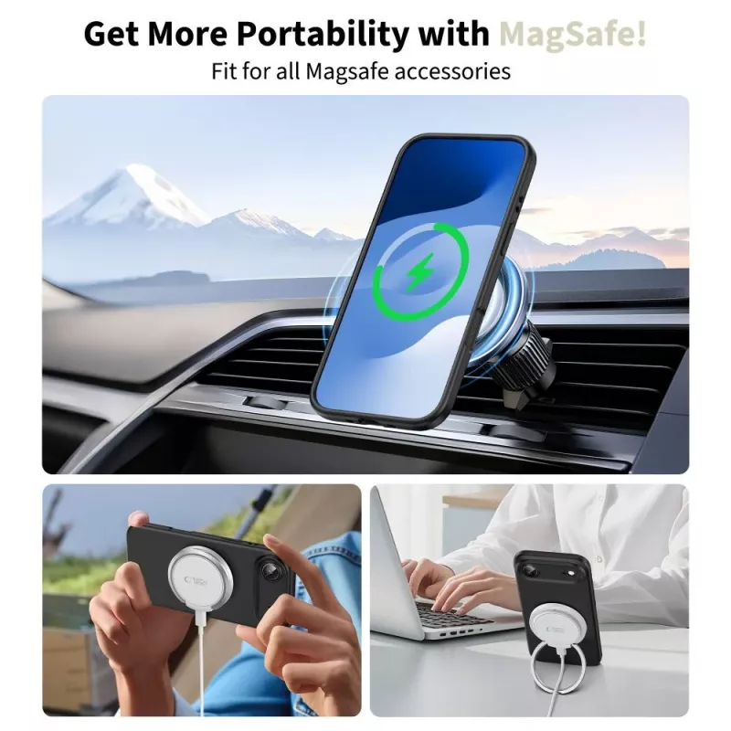 Silikoninis MagSafe dėklas Tech-Protect Silicone, skirtas Apple iPhone 17 Air, juodas