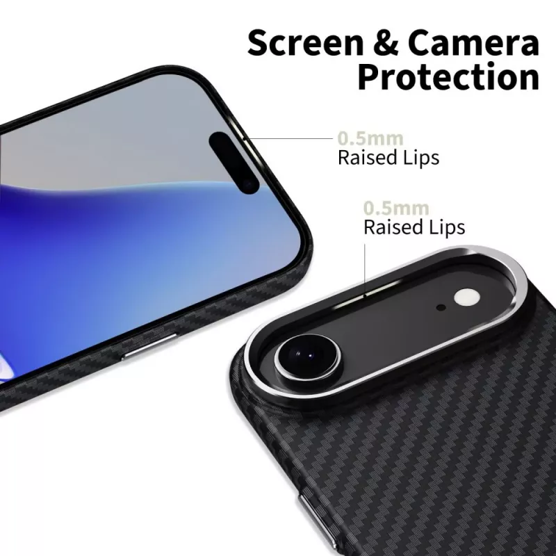 Tech-Protect Ion Carbon Dėklas su MagSafe, iPhone 17 Air, Juoda/Sidabrinė