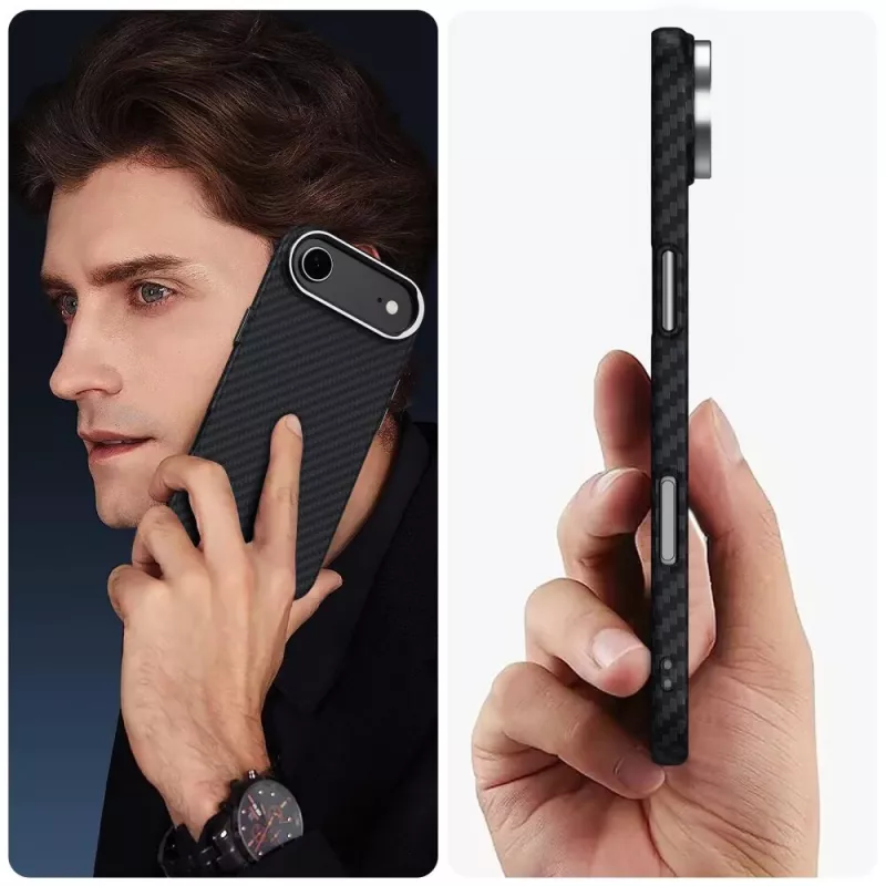 Tech-Protect Ion Carbon Dėklas su MagSafe, iPhone 17 Air, Juoda/Sidabrinė