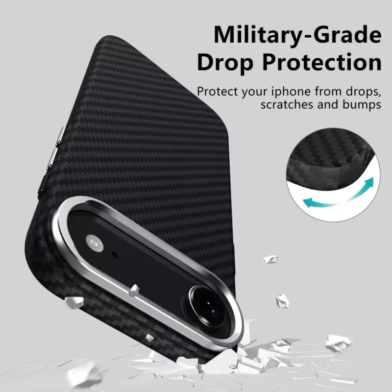 Tech-Protect Ion Carbon Dėklas su MagSafe, iPhone 17 Air, Juoda/Sidabrinė