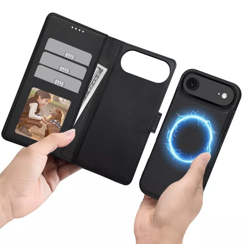 Tech-Protect Wallet MagSafe, skirta iPhone 17 Air, matinė juoda