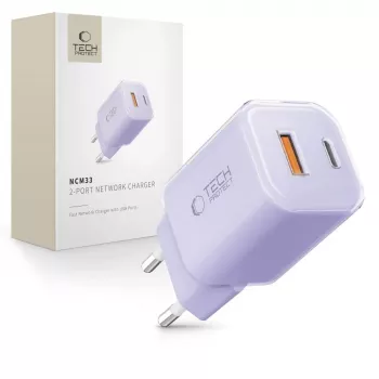 TECH-PROTECT NCM33 2-Port Network Charger PD 33W / QC3.0 Baby Purple