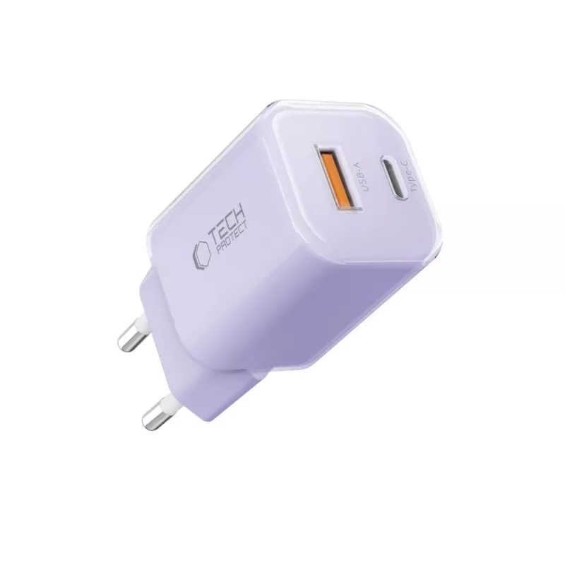 TECH-PROTECT NCM33 2-Port Network Charger PD 33W / QC3.0 Baby Purple