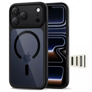TECH-PROTECT MagPeak MagSafe Hybrid Back Cover, skirtas Apple iPhone 17 Pro Max, juoda/skaidri