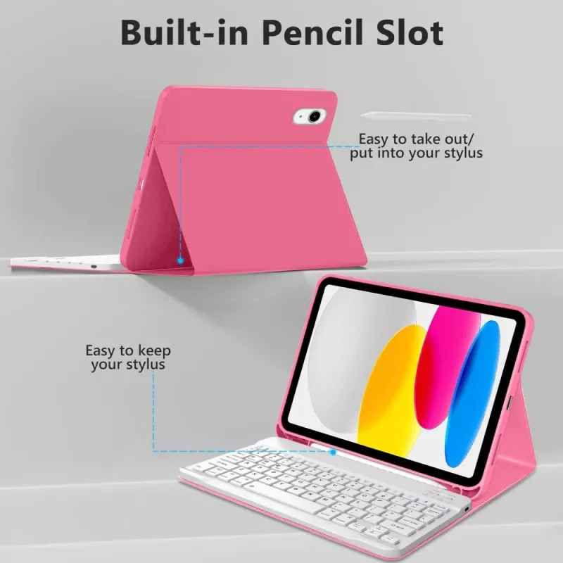 Tech-Protect SC Pen + Keyboard Case iPad 10,9 colio (10-os kartos, 2022) / 11 colio (2025) - Magenta