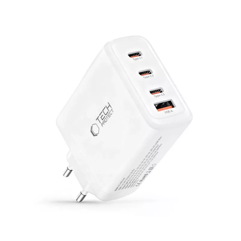 TECH-PROTECT NC140W-GAN 4-Port Network Charger PD 140W / QC3.0 White
