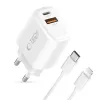 TECH-PROTECT NCA45W-GAN 2-Port Network Charger PD 45W / QC3.0 + Lightning Cable White
