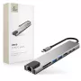 TECH-PROTECT HB09 Hub Adapter 8-in-1 USB-C to USB-A 3.0, USB-C 3.0, HDMI 4K 60Hz, SD/TF, PD 100W, RJ45 Gigabit Ethernet, Space Grey