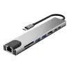 TECH-PROTECT HB09 Hub Adapter 8-in-1 USB-C to USB-A 3.0, USB-C 3.0, HDMI 4K 60Hz, SD/TF, PD 100W, RJ45 Gigabit Ethernet, Space Grey