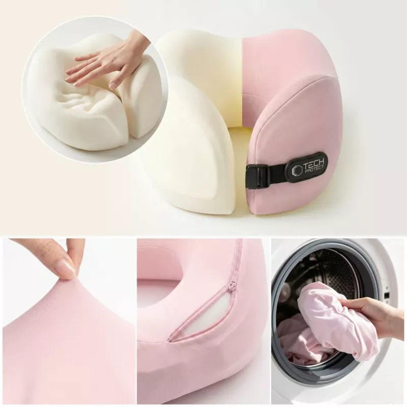 TECH-PROTECT COMFORTREST TRAVEL NECK PILLOW PINK