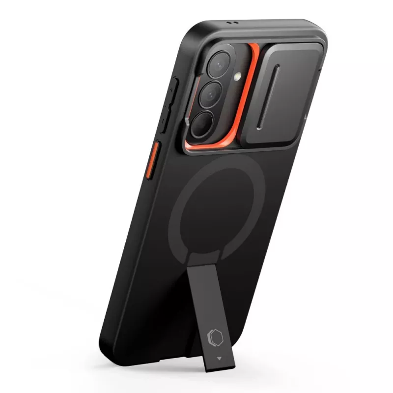 TECH-PROTECT Kevlar Aura MagSafe Case for Samsung Galaxy A57, Black/Orange