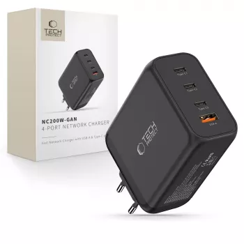 TECH-PROTECT NC200W-GAN 4-Port Network Charger PD 200W / QC3.0 Black