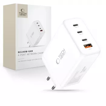 TECH-PROTECT NC240W-GAN 4-Port Network Charger PD 240W / QC3.0 White