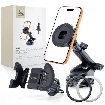 TECH-PROTECT N62 2-in-1 Universal & Magnetic MagSafe Dashboard & Vent Car Mount Black