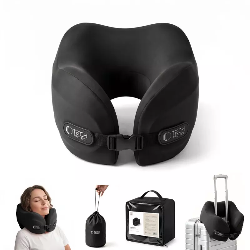TECH-PROTECT COMFORTREST TRAVEL NECK PILLOW BLACK