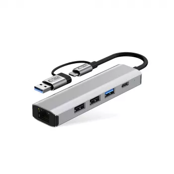 TECH-PROTECT HB03 Hub Adapter 5in1 Type-C + USB 2.0 + USB 3.0 + RJ45 Space Grey