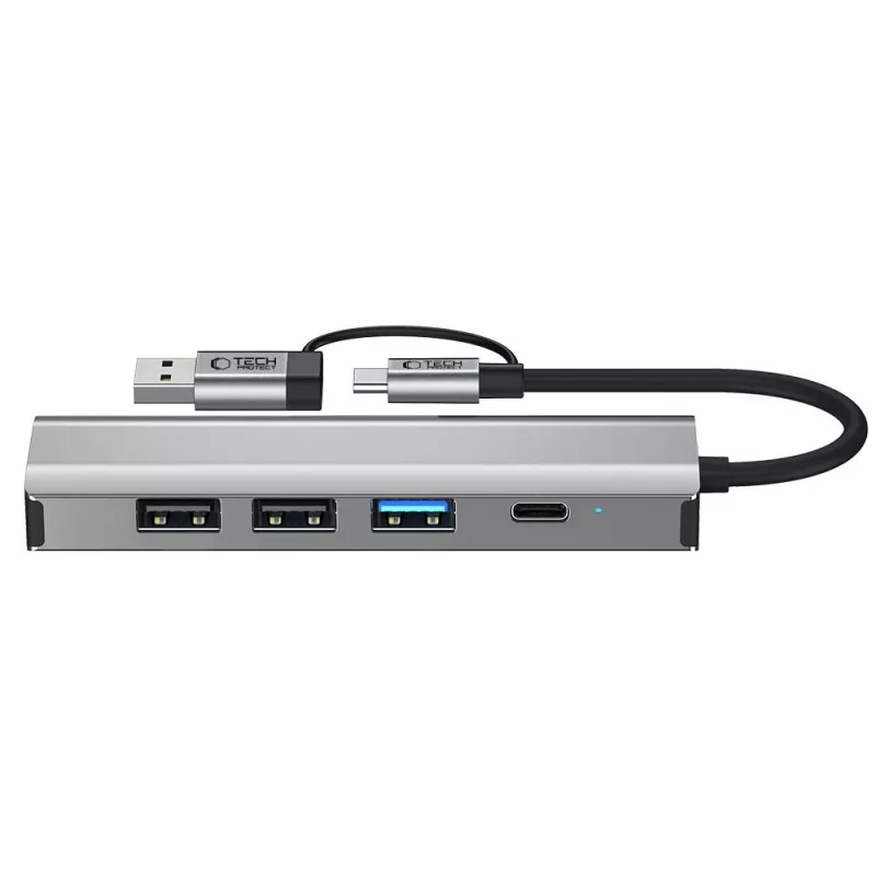 TECH-PROTECT HB03 Hub Adapter 5in1 Type-C + USB 2.0 + USB 3.0 + RJ45 Space Grey