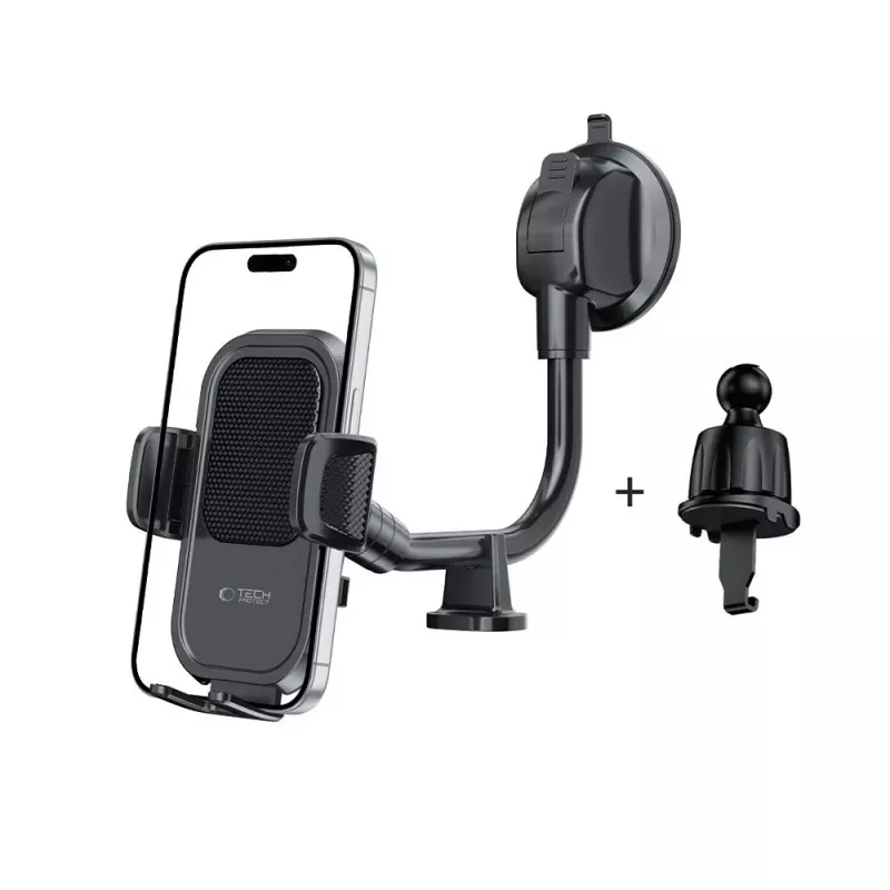 TECH-PROTECT V8 Universal Long Arm Dashboard & Windshield Car Mount Black