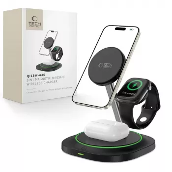 Tech-Protect QI15W-A46 3IN1 MagSafe Wireless Charging Station Black