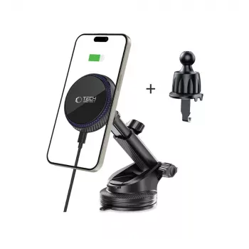 TECH-PROTECT MM15W-V4 Magnetic MagSafe Dashboard & Vent Car Mount Wireless Charger 15W Black