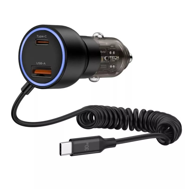 TECH-PROTECT CC05 2-Port Car Charger PD 60W + Cable Black