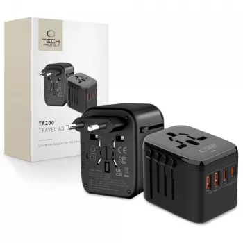 TECH-PROTECT TA200 Travel Adapter EU / UK / US / AU Black