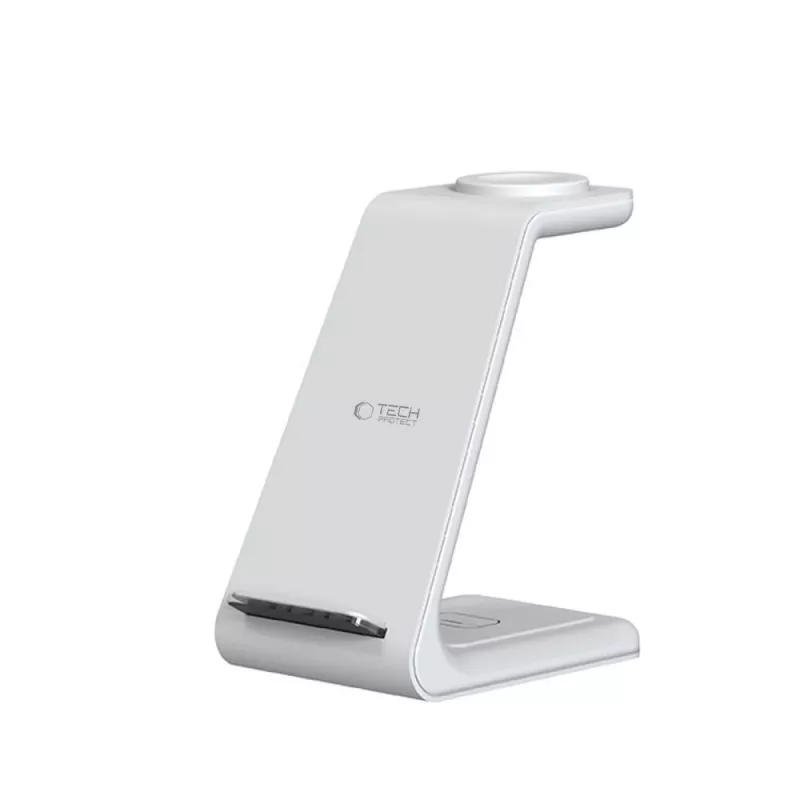 TECH-PROTECT QI15W-A36 3-in-1 belaidis įkroviklis „Apple“ įrenginiams baltas