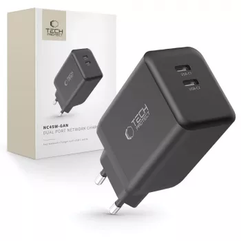 TECH-PROTECT NC45W-GAN 2-Port Network Charger PD 45W Black