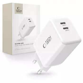 TECH-PROTECT NC45W-GAN 2-Port Network Charger PD 45W White
