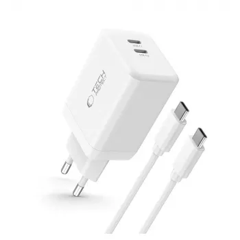 TECH-PROTECT NC45W-GAN 2-Port Network Charger PD 45W + Type-C Cable White