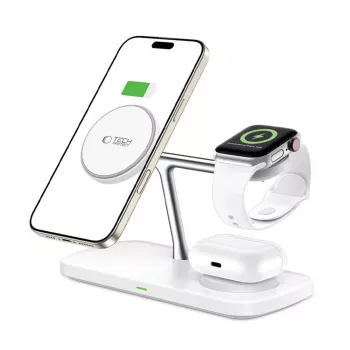 TECH-PROTECT QI15W-A45 3-in-1 Magnetic MagSafe Wireless Charger White