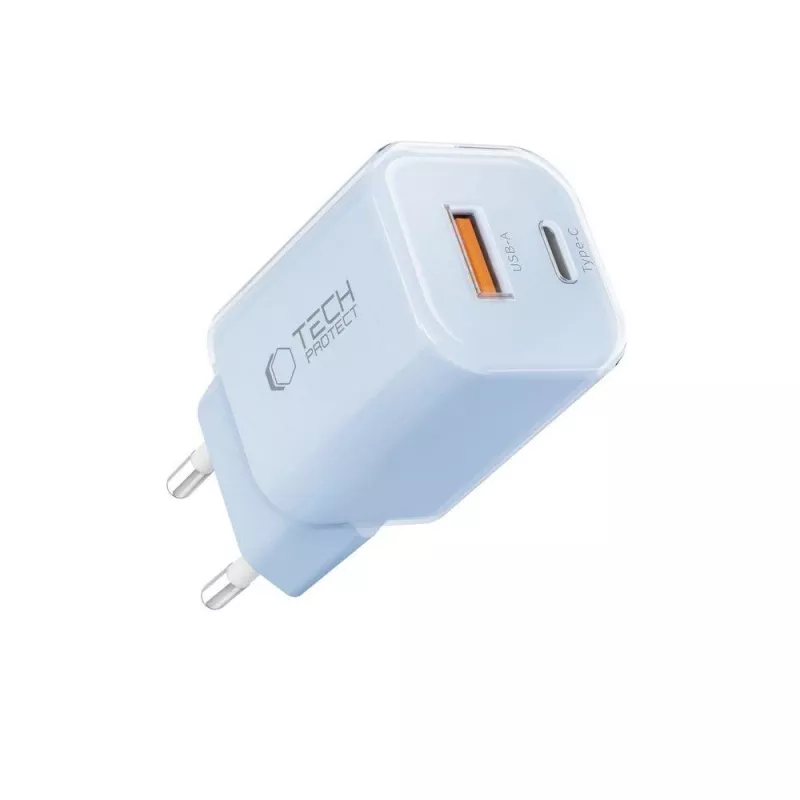 TECH-PROTECT NCM33 2-Port Network Charger PD 33W / QC3.0 Baby Blue