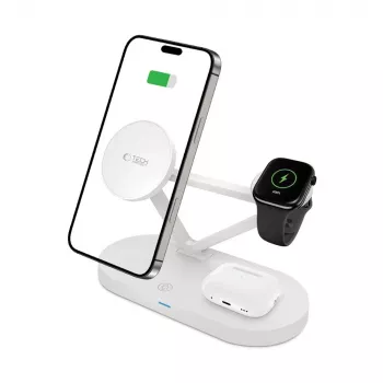 Tech-Protect QI15W-A41 3IN1 MagSafe belaidė įkrovimo stotelė balta
