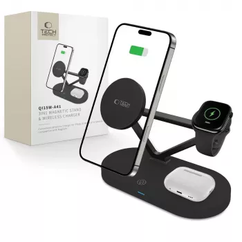 Tech-Protect QI15W-A41 3IN1 MagSafe Įkrovimo Stovas Juodas