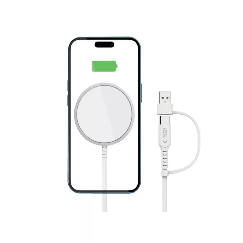 Tech-Protect QI15W-A44 MagSafe belaidis įkroviklis baltas