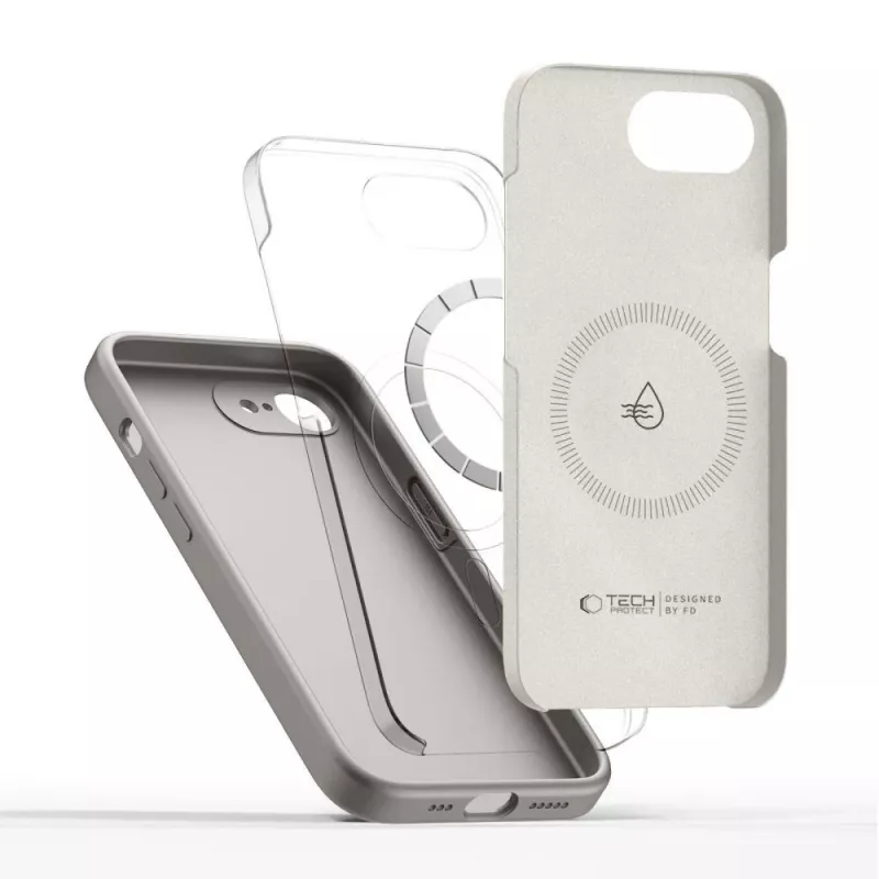 Silikoninis MagSafe dėklas Tech-Protect Silicone, skirtas Apple iPhone 16E / 17E, akmens pilka (Stone Grey)