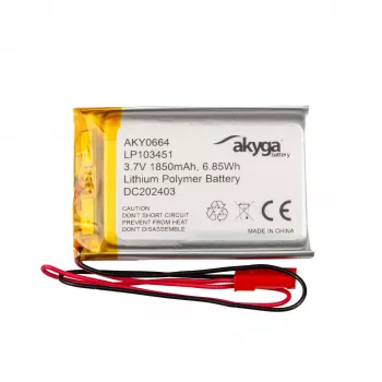 Akyga AKY0664 LP103451 Li-Po 3.7V 1850mAh Įkraunama Baterija su PCM JST 2.54 2-Pin 150mm