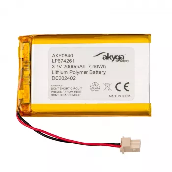 Akyga AKY0640 LP674261 Li-Po 3.7V 2000mAh Įkraunama Baterija su PCM ir Molex 2.50 2-pin Jungtimi