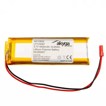 Akyga AKY0829 LP123497 Li-Po akumuliatorius 3.7V 4500mAh su PCM JST 2.54 2 kontaktų 150mm