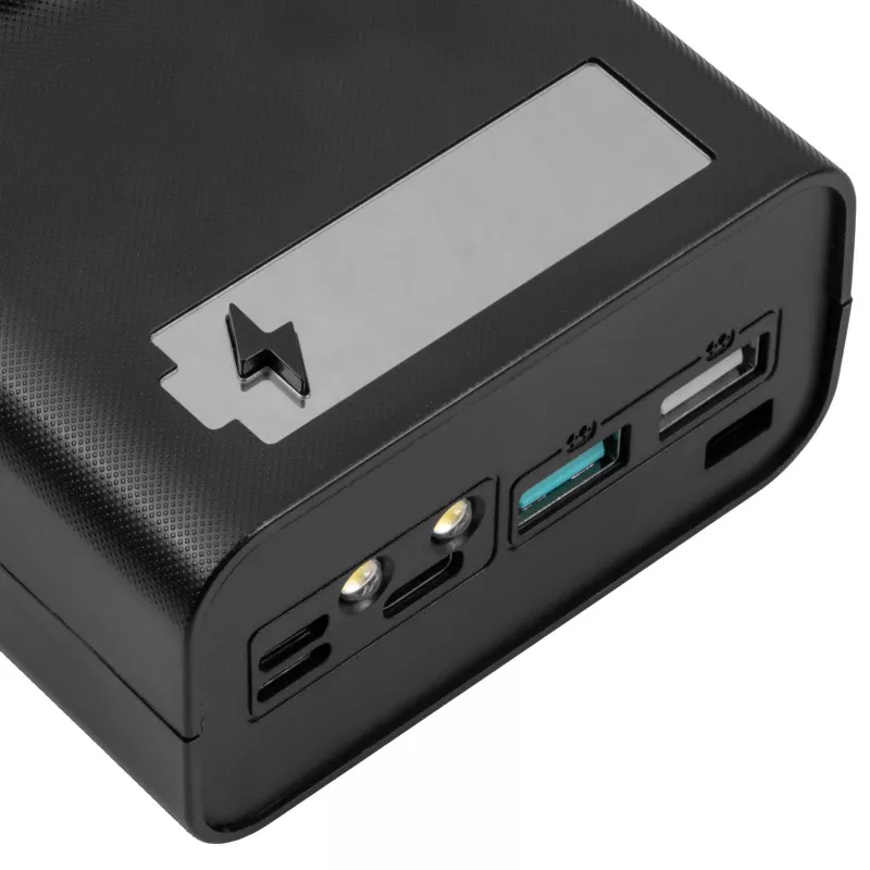 Akyga AK-BC-05 išorinės baterijos korpusas 12x 18650 Li-Ion elementams, 22,5 W, Qi 15 W, USB-C PD + 2x USB-A, LED žibintuvėlis, juodas