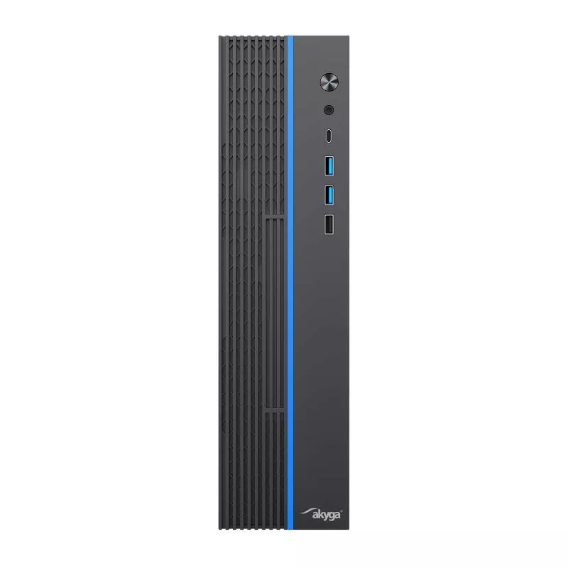 Akyga AK-302-01BL SFF kompiuterio korpusas, Micro ATX / Mini ITX, USB-C + 2x USB 3.0 + USB 2.0, be maitinimo bloko, juodas