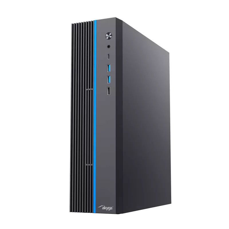 Akyga AK-302-01BL SFF kompiuterio korpusas, Micro ATX / Mini ITX, USB-C + 2x USB 3.0 + USB 2.0, be maitinimo bloko, juodas