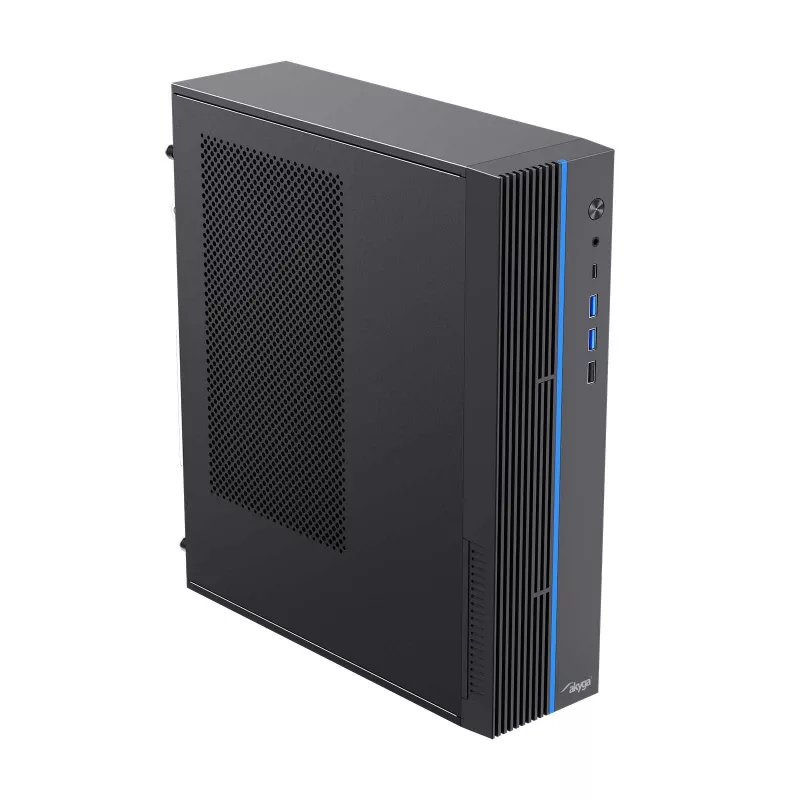 Akyga AK-302-01BL SFF kompiuterio korpusas, Micro ATX / Mini ITX, USB-C + 2x USB 3.0 + USB 2.0, be maitinimo bloko, juodas