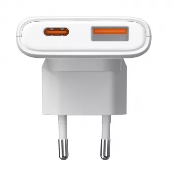 Akyga AK-CH-31 65W GaN USB-C USB-A PD QC 3.0 sieninis įkroviklis baltas