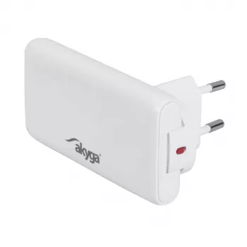 Akyga AK-CH-31 65W GaN USB-C USB-A PD QC 3.0 sieninis įkroviklis baltas